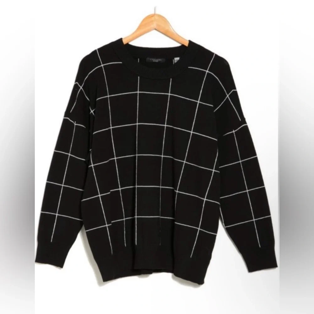 T Tahari Black and White Grid Sweater Women’s Size 1x - Picture 10 of 10